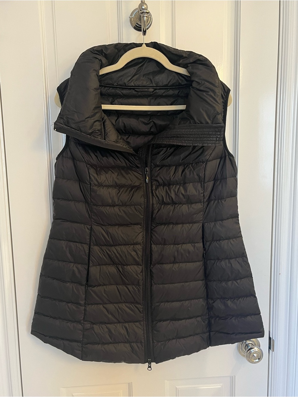 Elfjoy Black Quilted Packable Puffer Long Ultra Light Down Vest Size Large